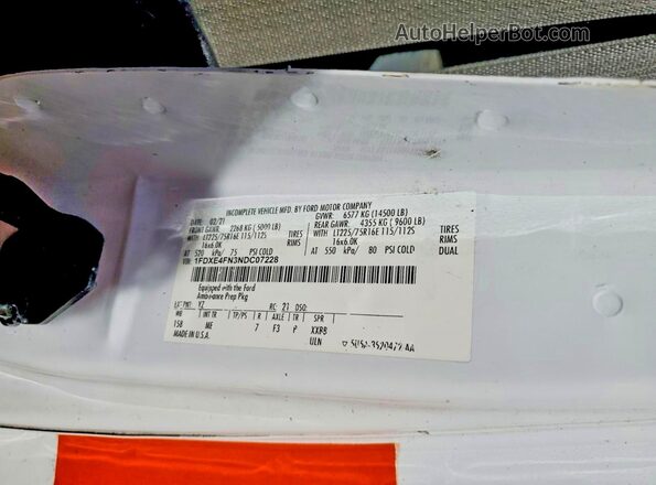 1FDXE4FN3NDC07228 2022 FORD ECONOLINE Белый Вид подкапотного пространства