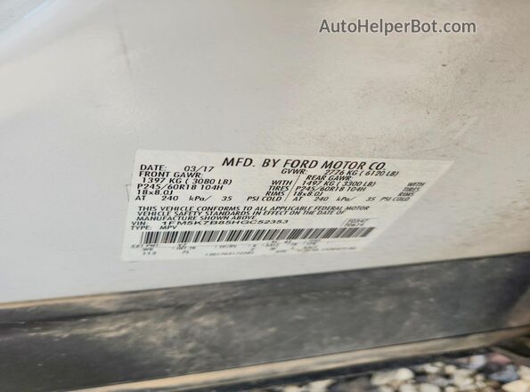 1FM5K7B85HGC52353 2017 FORD EXPLORER White 