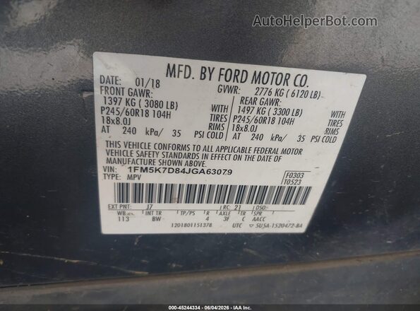 1FM5K7D84JGA63079 2018 FORD EXPLORER Gray Engine compartment view