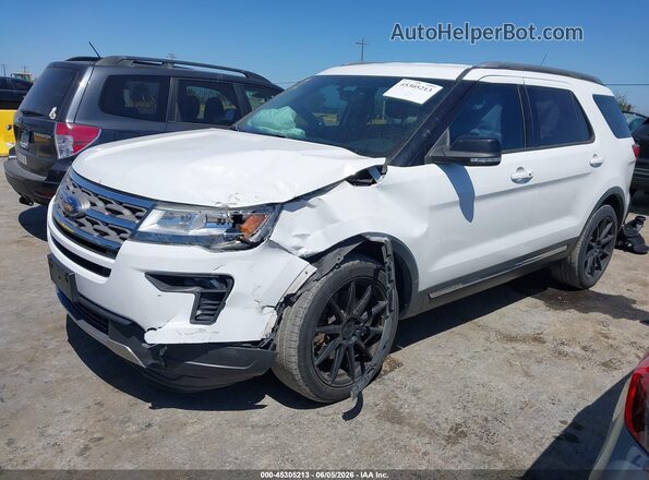 1FM5K7D84JGA98348 2018 FORD EXPLORER White წინა მარცხენა ხედი სამი მეოთხედიდან