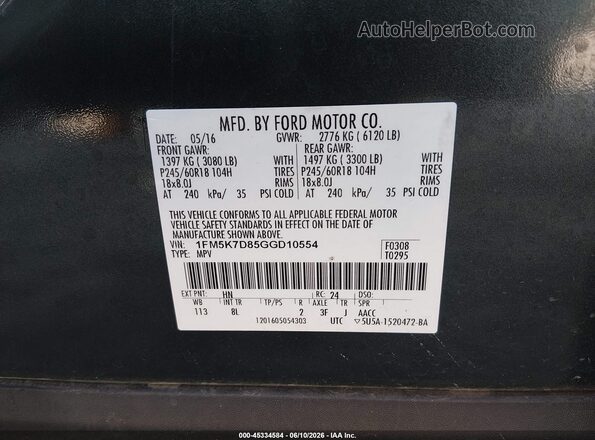 1FM5K7D85GGD10554 2016 FORD EXPLORER Green Շարժիչի բաժամունքի տեսք