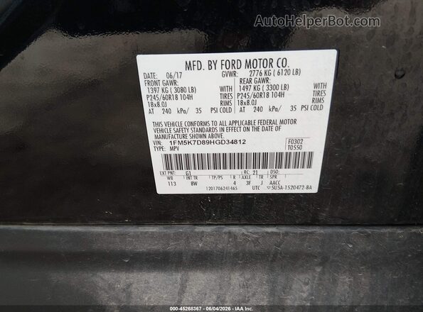 1FM5K7D89HGD34812 2017 FORD EXPLORER Black Շարժիչի բաժամունքի տեսք