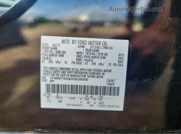 1FM5K7DH2HGD38300 2017 FORD EXPLORER Black 