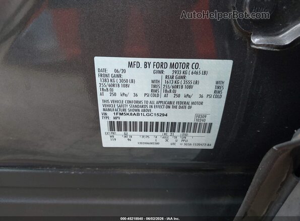 1FM5K8AB1LGC15294 2020 FORD POLICE INTERCEPTOR Gray Engine compartment view