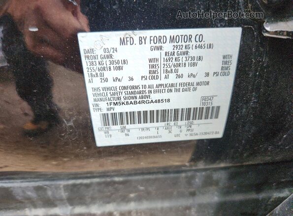 1FM5K8AB4RGA48518 2024 FORD EXPLORER Black Շարժիչի բաժամունքի տեսք