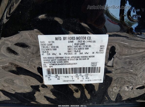 1FM5K8AB5SGA32351 2025 FORD POLICE INTERCEPTOR Black Вид підкапотного простору