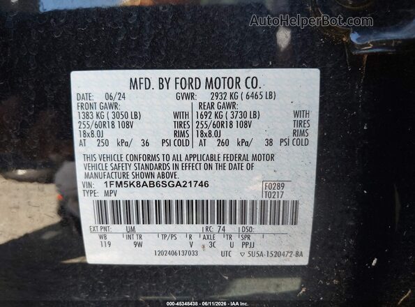 1FM5K8AB6SGA21746 2025 FORD POLICE INTERCEPTOR Black ძრავის განყოფილების ხედი