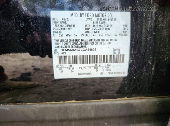 1FM5K8AB7LGA84808 2020 FORD EXPLORER Black 