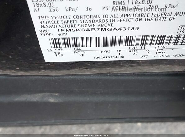 1FM5K8AB7MGA43189 2021 FORD POLICE INTERCEPTOR Black ძრავის განყოფილების ხედი