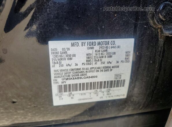 1FM5K8AB9LGA84809 2020 FORD EXPLORER Black Вид наклейки з VIN-кодом