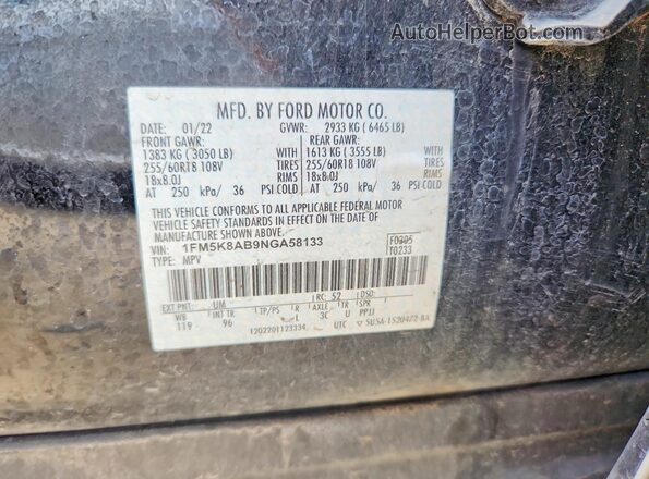 1FM5K8AB9NGA58133 2022 FORD EXPLORER Black 