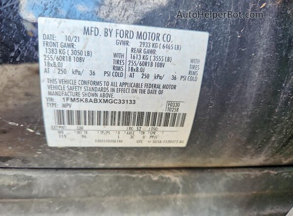 1FM5K8ABXMGC33133 2021 FORD EXPLORER Black 
