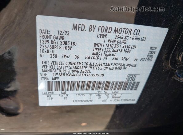 1FM5K8AC3PGC20530 2023 FORD POLICE INTERCEPTOR Black Вид підкапотного простору