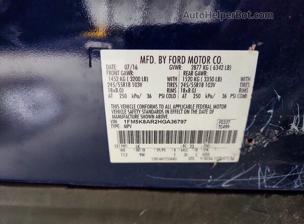 1FM5K8AR2HGA36797 2017 FORD EXPLORER Blue 