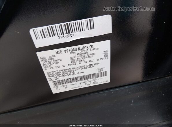 1FM5K8ARXGGD16448 2016 FORD UTILITY POLICE INTERCEPTOR Black ძრავის განყოფილების ხედი