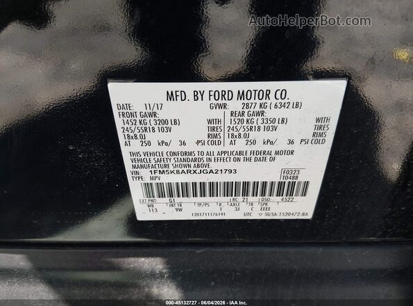 1FM5K8ARXJGA21793 2018 FORD POLICE INTERCEPTOR Black ძრავის განყოფილების ხედი