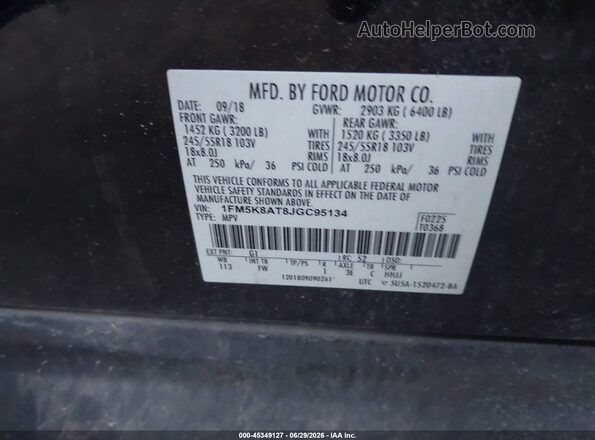 1FM5K8AT8JGC95134 2018 FORD POLICE INTERCEPTOR Black Engine compartment view