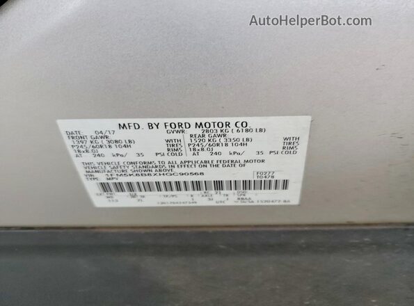1FM5K8B8XHGC90568 2017 FORD EXPLORER Silver Вид підкапотного простору