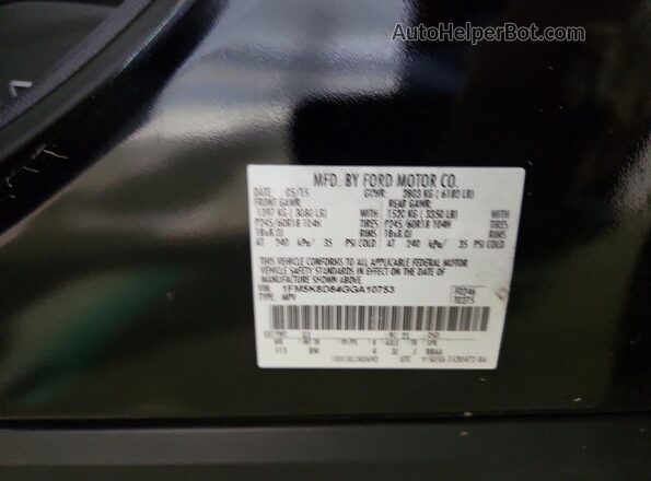1FM5K8D84GGA10753 2016 FORD EXPLORER Black Вид наклейки з VIN-кодом