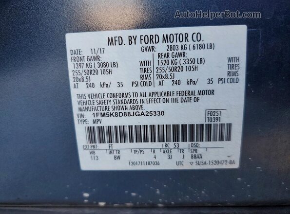 1FM5K8D88JGA25330 2018 FORD EXPLORER Blue 