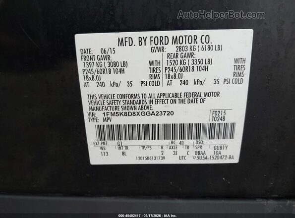 1FM5K8D8XGGA23720 2016 FORD EXPLORER Black 