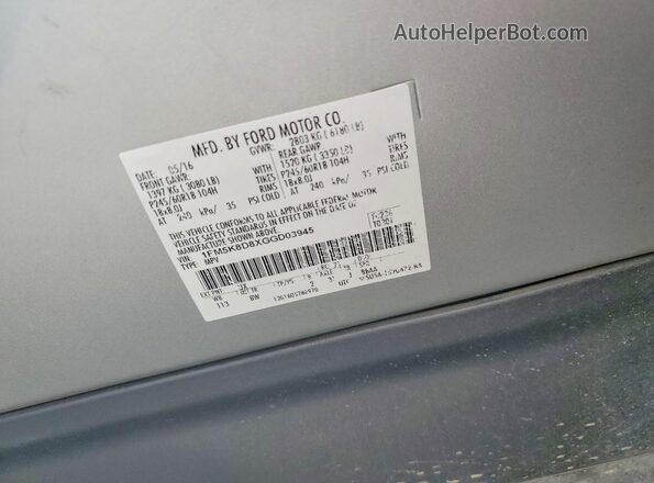 1FM5K8D8XGGD03945 2016 FORD EXPLORER Серебряный Вид подкапотного пространства