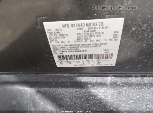1FM5K8D8XJGC83803 2018 FORD EXPLORER Серый Вид подкапотного пространства