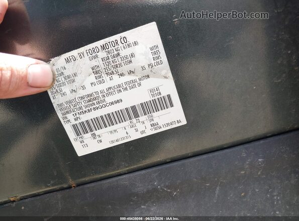 1FM5K8F89GGC06989 2016 FORD EXPLORER Green Вид підкапотного простору
