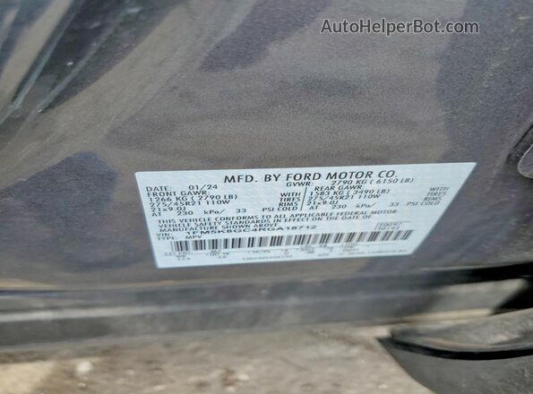 1FM5K8GC4RGA18712 2024 FORD EXPLORER Gray VIN sticker view