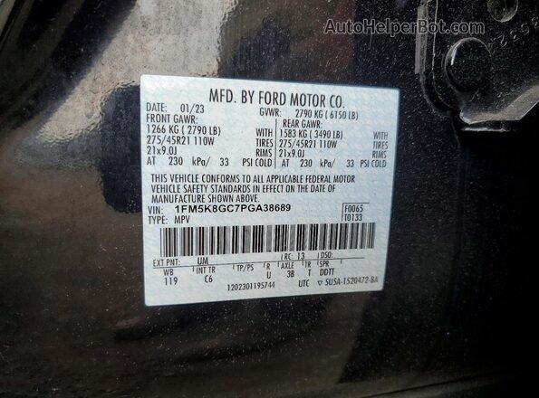 1FM5K8GC7PGA38689 2023 FORD EXPLORER Черный 