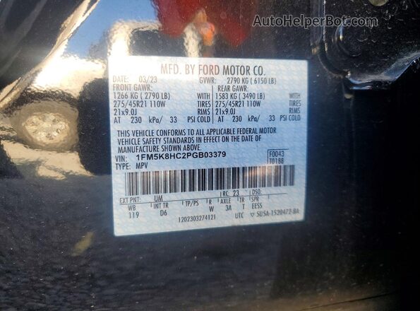 1FM5K8HC2PGB03379 2023 FORD EXPLORER Black Vista de la etiqueta del VIN