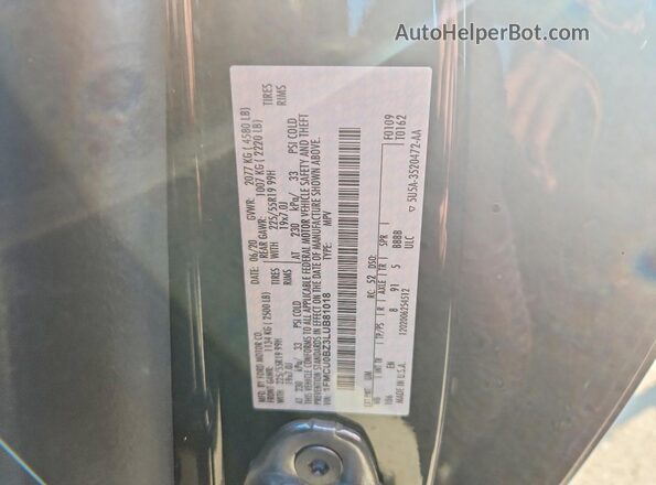 1FMCU0BZ3LUB81018 2020 FORD ESCAPE Black სალონის 360-გრადუსიანი ხედი