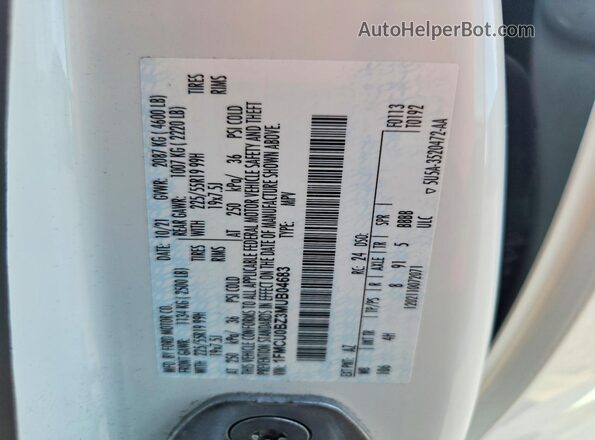 1FMCU0BZ3MUB04683 2021 FORD ESCAPE White 