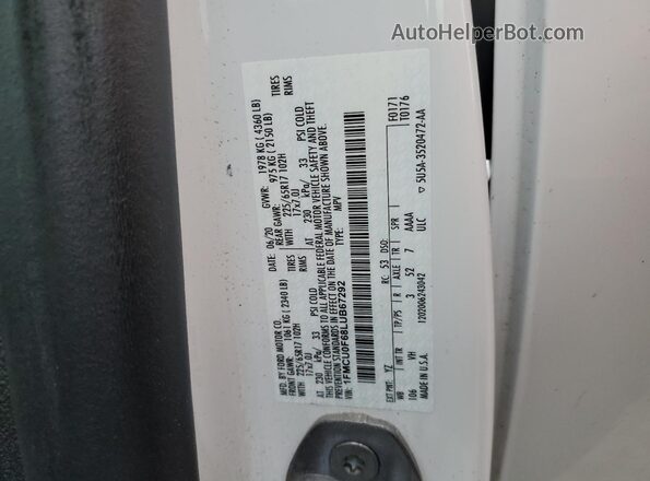 1FMCU0F68LUB67292 2020 FORD ESCAPE Белый Панорамный вид салона 360°