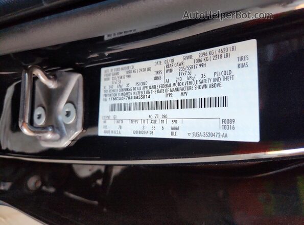 1FMCU0F70JUB55014 2018 FORD ESCAPE Black 