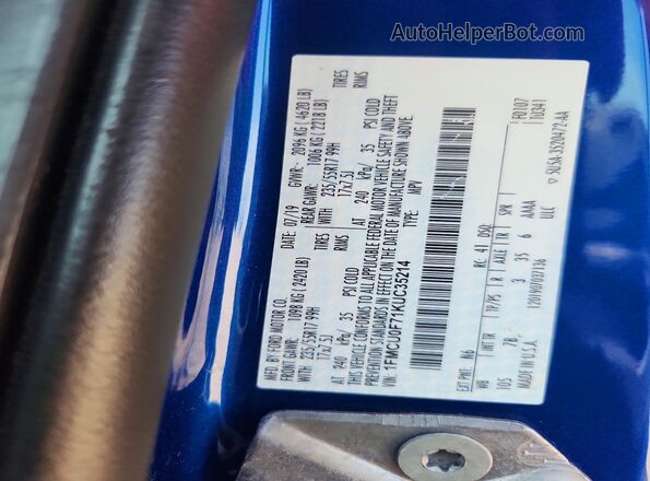 1FMCU0F71KUC35214 2019 FORD ESCAPE Blue 360 interior view