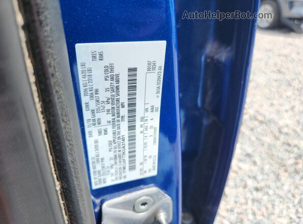 1FMCU0F73KUA31451 2019 FORD ESCAPE Blue VIN sticker view