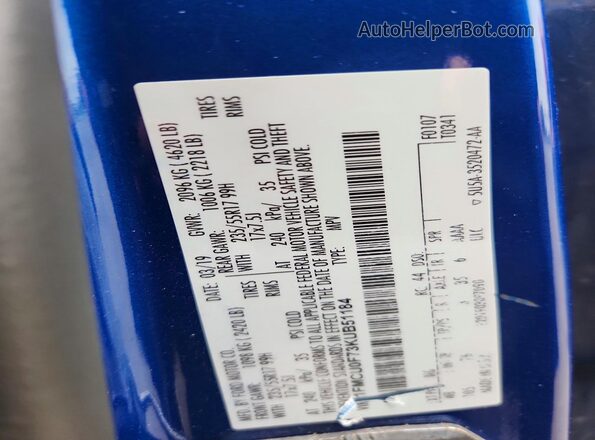 1FMCU0F73KUB51184 2019 FORD ESCAPE Blue 
