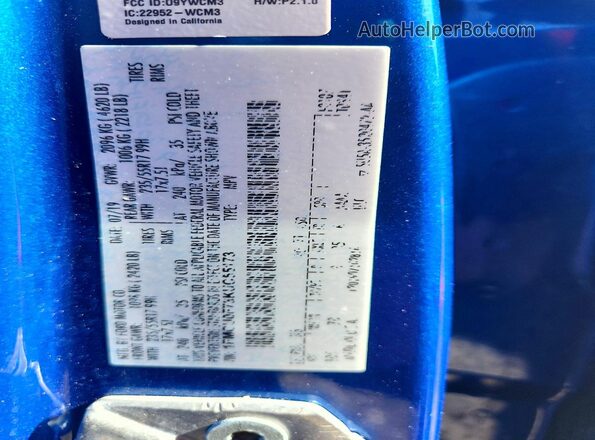 1FMCU0F73KUC55173 2019 FORD ESCAPE Blue Widok komory silnika