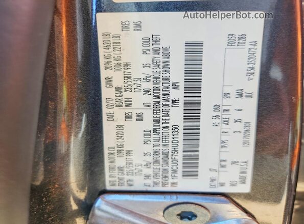 1FMCU0F75HUD11350 2017 FORD ESCAPE Gray VIN sticker view