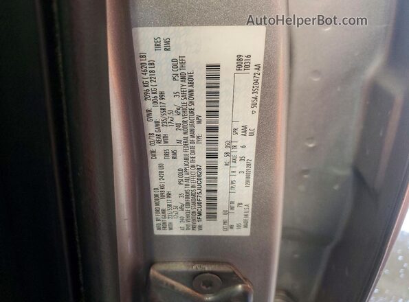 1FMCU0F75JUC08287 2018 FORD ESCAPE Silver Vista de la etiqueta del VIN