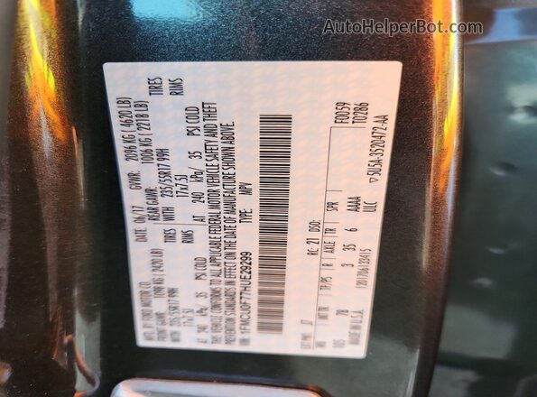 1FMCU0F77HUE29299 2017 FORD ESCAPE Серый Панорамный вид салона 360°
