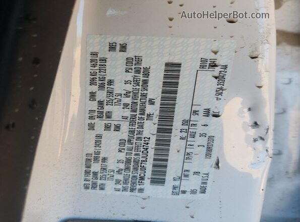 1FMCU0F78JUD47412 2018 FORD ESCAPE White Widok wnętrza 360 stopni