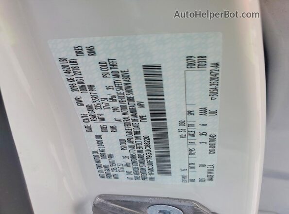 1FMCU0F79GUC88220 2016 FORD ESCAPE White Widok naklejki z numerem VIN