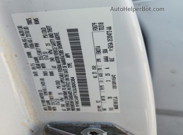 1FMCU0F7XGUB00384 2016 FORD ESCAPE White 