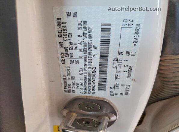 1FMCU0G61LUC39609 2020 FORD ESCAPE White VIN sticker view