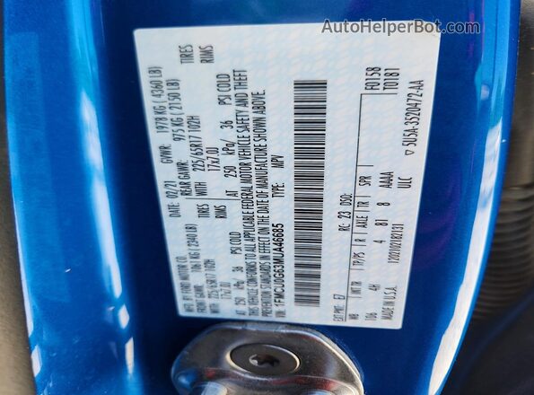 1FMCU0G63MUA46685 2021 FORD ESCAPE Синий Вид наклейки с VIN-кодом