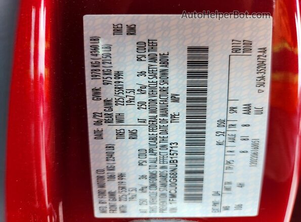 1FMCU0G68NUB15713 2022 FORD ESCAPE Red 