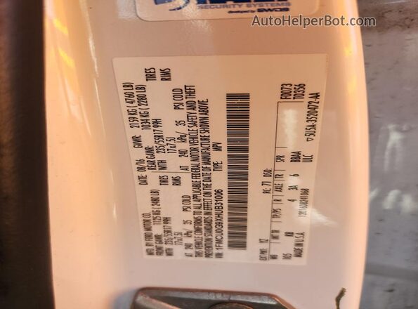 1FMCU0G9XHUB31006 2017 FORD ESCAPE White 