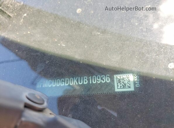 1FMCU0GD0KUB10936 2019 FORD ESCAPE Charcoal Widok naklejki z numerem VIN
